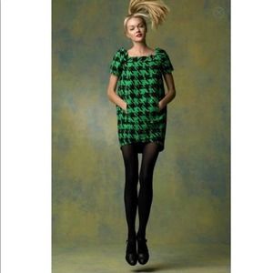 Marc by Marc Jacobs Green/Black Houndstooth Scribble Dress Large